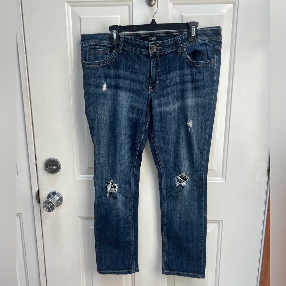 a.n.a Blue Ankle Cropped Jeans Distressed